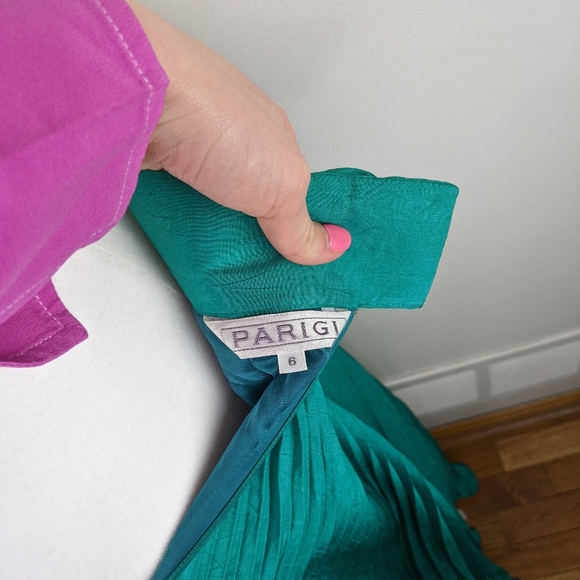 Vintage 80s Parigi Jewel Green Matching Skirt Set - Picture 11 of 12